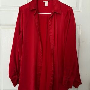 H&M Vibrant Red Button Down Shirt